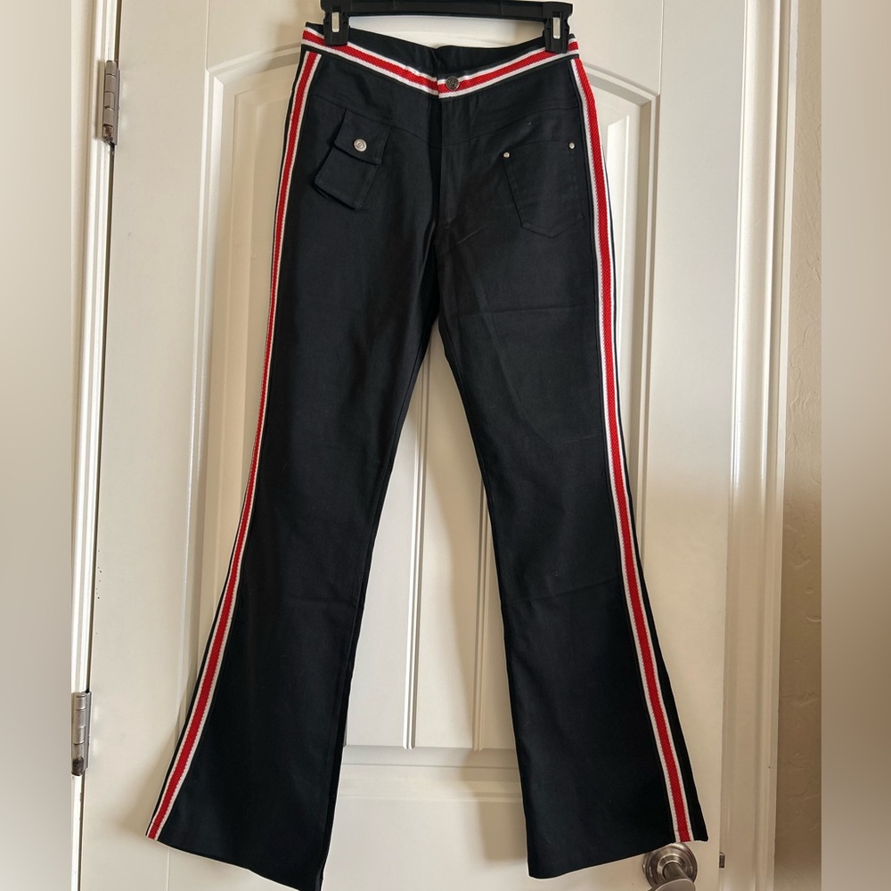 Stylish Black Flared pants with Red Stripe